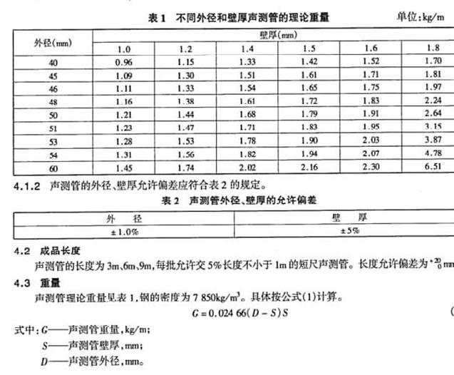 鉗壓式聲測(cè)管理論重量計(jì)算方法